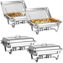Chafing Dish Buffet Set 4 Pack, Jacgood 8QT Rectangle Stainless Steel Chafing Dishes for Buffet w 1/2 pan