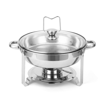 Chafing Dish Buffet Set: 6QT Stainless Steel Chafing Dishes for Buffet with Glass Lid, Round Chafers and Buffet Warmers Sets for Parties, Events, Wedding, Camping, Dinner