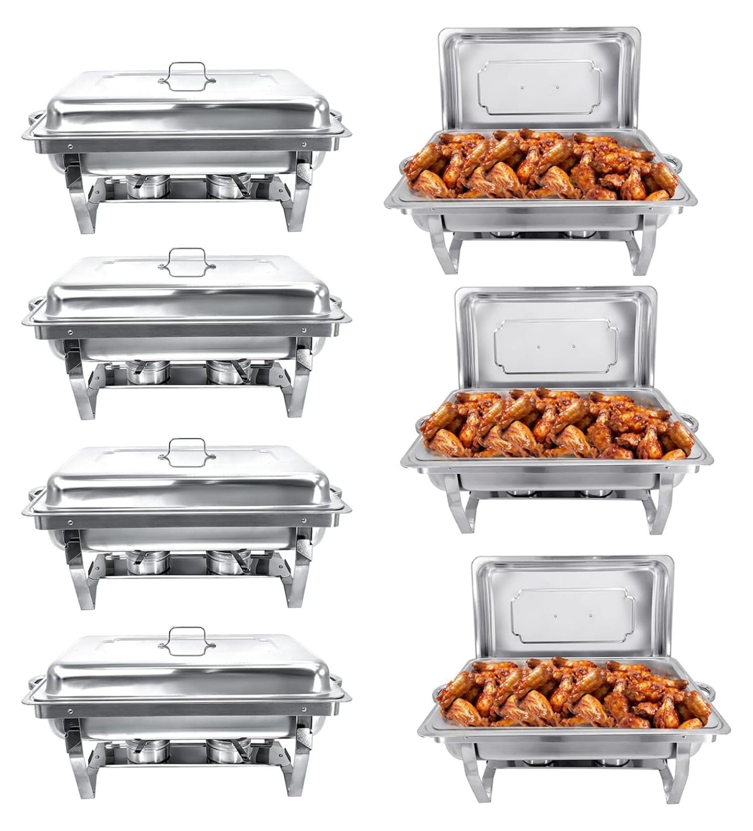 Chafing Dish Buffet Set (7 Pack) Chafers 8QT Buffet Servers and Warmers