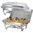 thumbnail image 1 of Chafing Dish Buffet Set 8 QT 2 Pack Stainless Steel, Buffet Servers and Warmers Chafing Servers with Covers Folding Stand Food Warmer for Parties Buffets Catering Banquet Wedding, 1 of 14