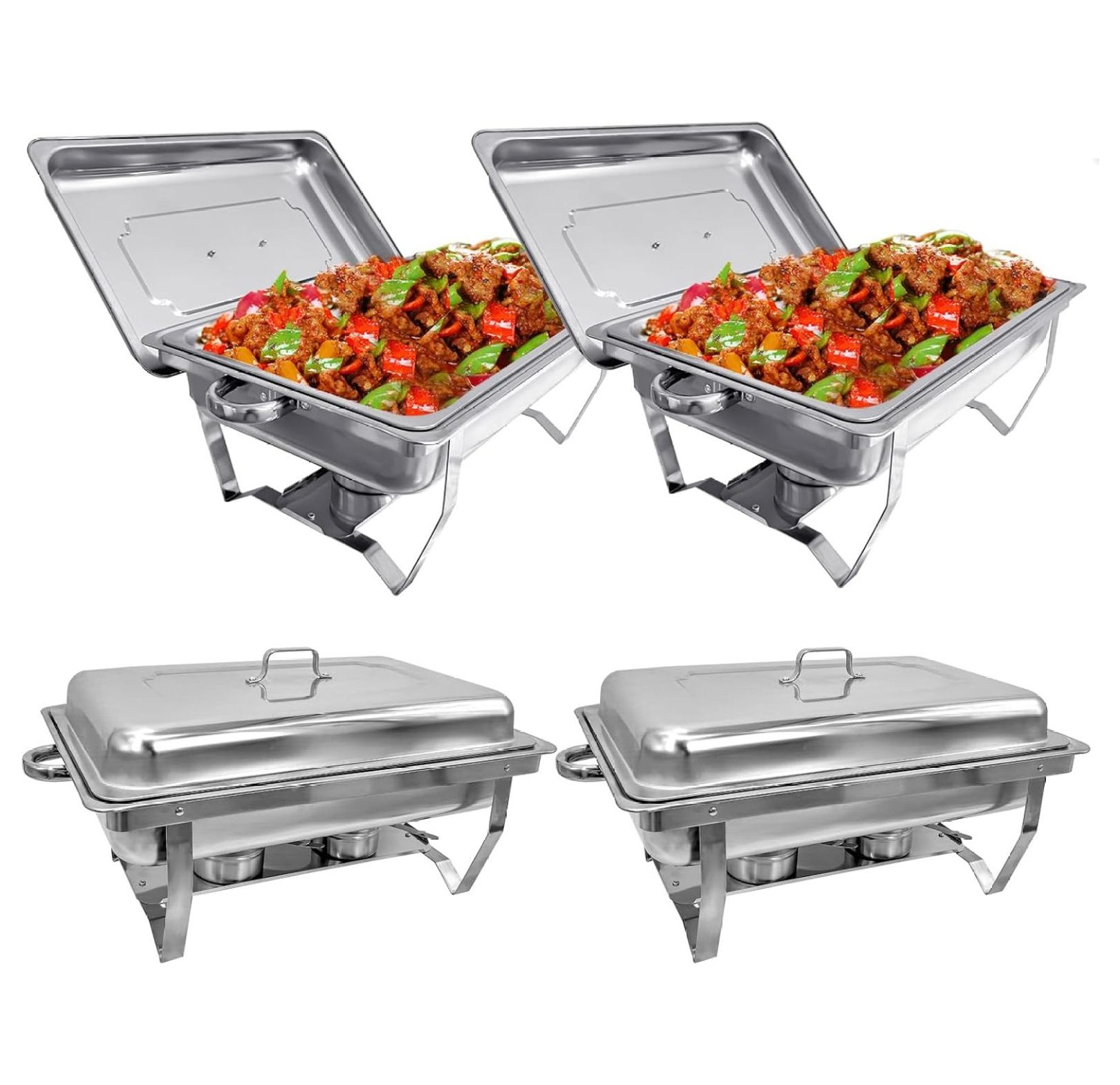 Chafing Dish Buffet Set 8 QT 4 Pack Stainless Steel, Buffet Servers and