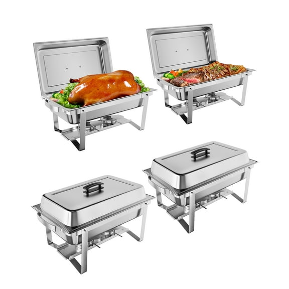 Chafing Dish Buffet Set,8QT Stainless Steel Chafer Food Warmers for Parties Buffet, Catering Supplies Buffet Servers and Warmers with Pans, Trays, Lids & Fuel Holders