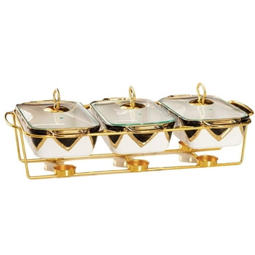 Chafing Dish Buffet Set, Ceramics Buffet Chafing Dish Stove,Buffet Warmers Sets with Trays for Parties Wedding Dinners