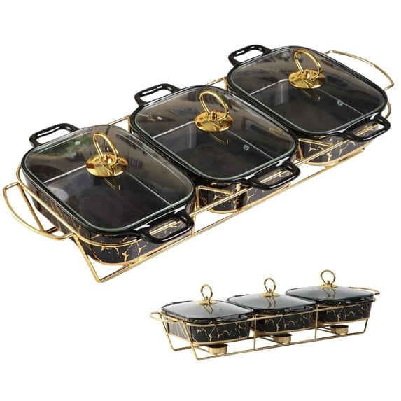 Chafing Dish Buffet Set, Ceramics Chafer, Chafer and Buffet Warmer Set for Buffet Weddings, Parties, Banquets, Catering Events