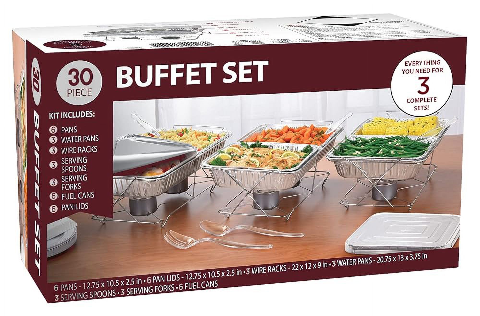 Chafing Dish Buffet Set Disposable 30 Piece Serving Kit Includes