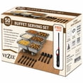 thumbnail image 1 of VeZee 50 Piece All-in-One Chafing Dish Buffet Set with Racks, Fuel Cans & Serving Utensils for Catering, Parties & Events, 1 of 9