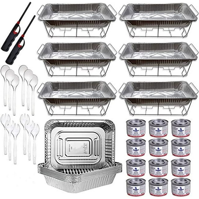 Disposable Buffet Kit Chafing Dish, Warming Trays, Foil Pans, Serving