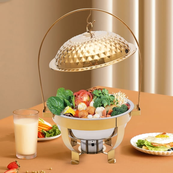 Chafing Dish Buffet Set Gold 4.5L Round Stainless Steel Chafer Server