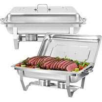 Chafing Dish Buffet Set, Jacgood 2 Pack Stainless Steel Chafing Dishes for Buffet, Buffet Servers and Warmers for Wedding, Catering, Full Pans