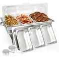 thumbnail image 1 of Chafing Dish Buffet Set with Roll Top Plastic Cover, Stainless Steel 8 QT Rectangular Chafers and Buffet Warmers Set w/3 Third Size Food Pan, Water Pan, Fuel Can for Catering Event Party, 1 of 7