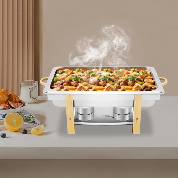 Chafing Dish Buffet Set, Single Pan Buffet Server, Portable Stainless Steel Food Warmer, Chafing Dish Set Perfect for Catering, Parties, Events and Holiday