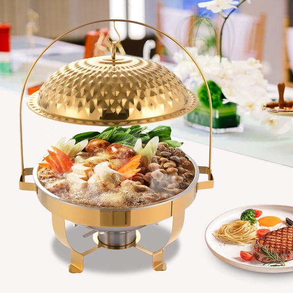 Chafing Dish Buffet Set,Stainless Steel Hanging Lid Dining Stove,Buffet Servers and Warmers Set Warming Tray for Wedding,Parties,Restaurants, Banquets