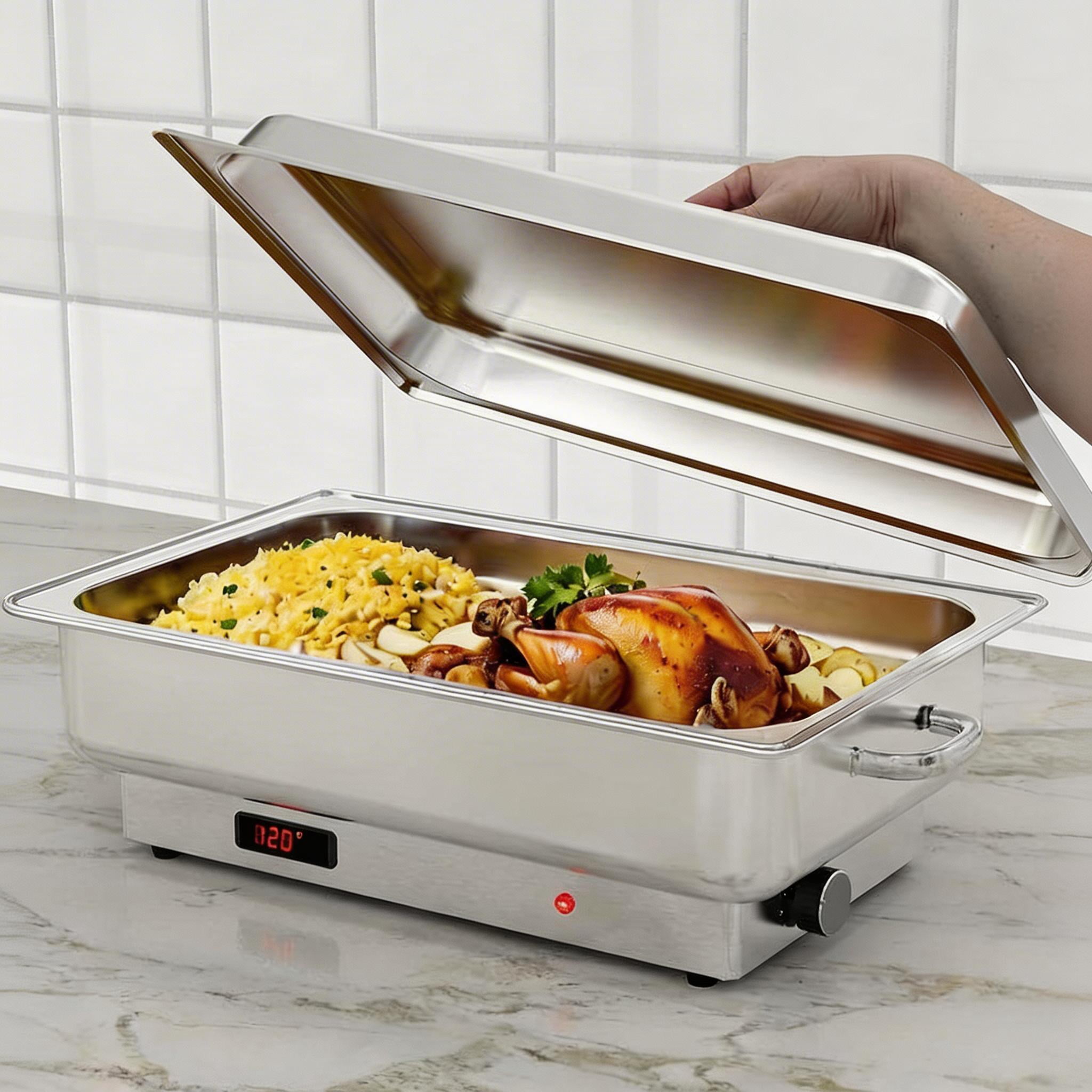 Chafing Dish Buffet Set with Stainless Steel Food Warmers, Serving Trays for Catering, Parties & Weddings, Multi-Section Design, Dishwasher Safe