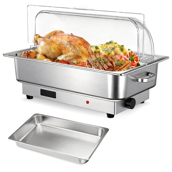 Chafing Dish Electric Buffet Set,9QT Stainless Steel Food Servers and Warmers with Temperature Control for Wedding and Parties