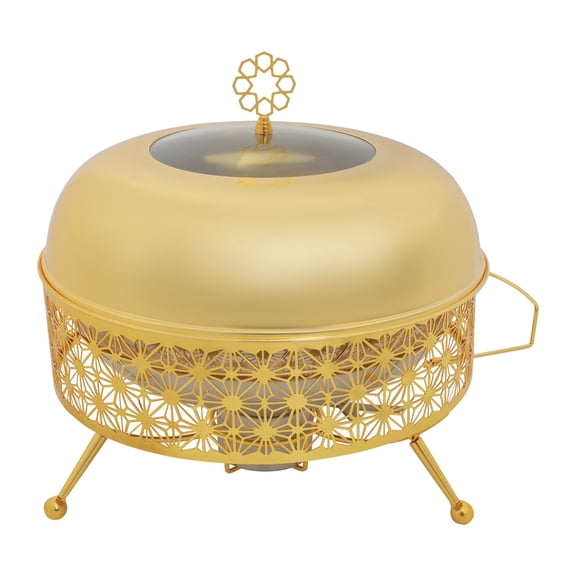Chafing Dish, Gold 8L Alcohol Burner Chafer, Stainless Steel Hydro-Electroplated, Heat Resistant Anti-Rust, Versatile for Indoor Outdoor Catering