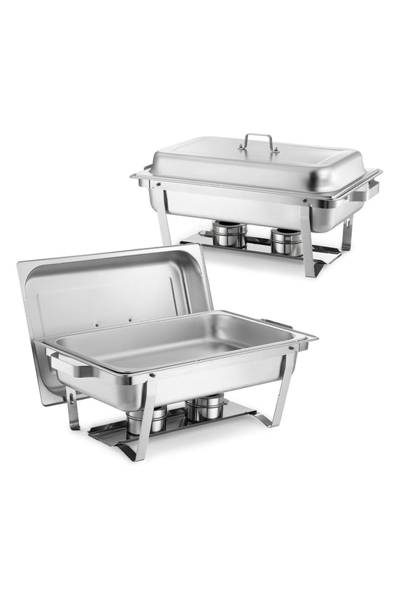 Chafing Dish Set, 9 Qt (2 Pack) Stainless Steel Food Warmer, Banquet Chafer with Tongs, Lids & Fuel Holders  Restaurant, Wedding, Party Serving