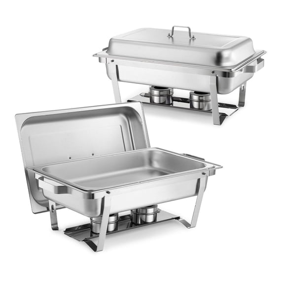 Chafing Dish Set, 9 Qt Stainless Steel (2 Pack) - Food Warmer for Buffet, Wedding, Party - Includes Tongs, Lid & Fuel Holder
