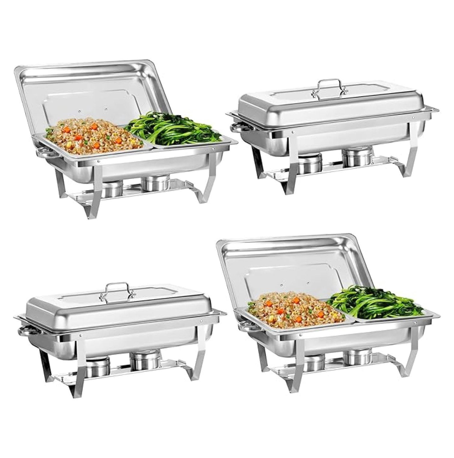 Chafing Dish for Buffet, 4 Pack Stainless Steel Chafing Servers Food ...