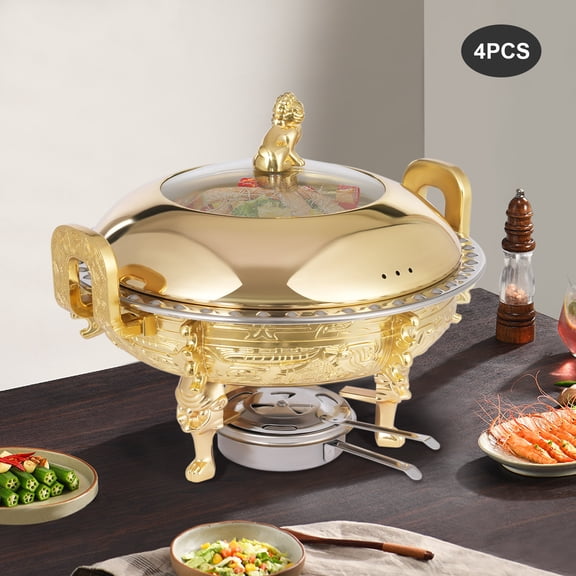 Chafing Dishes, 4PCS Chinese Style Chafing Buffet Set, Round Chafing Dishes