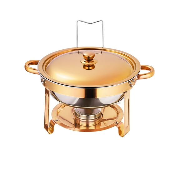 Chafing Dishes for Buffet, 1 Pack Round Stainless Steel Chafing Dish Set for Home Parties, Christmas Gatherings, Catering Events Complete Buffet Warmer Set (Rose Gold 1)