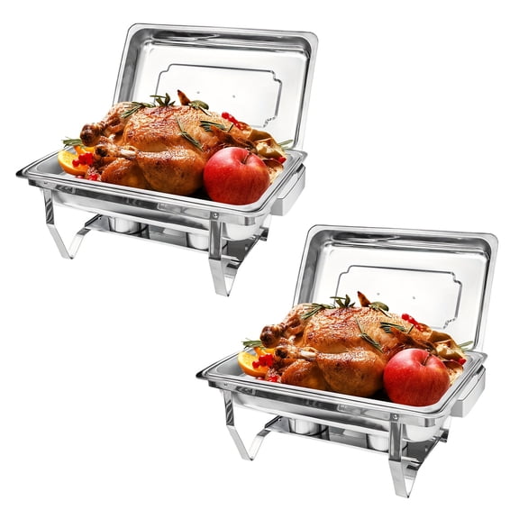 Chafing Dishes Buffet Set, Stainless Steel 9QT Food Warmer Trays, 1/2/4/6/8 Pack, for Buffets Parties Hotel, Christmas Halloween, Only for Cooking