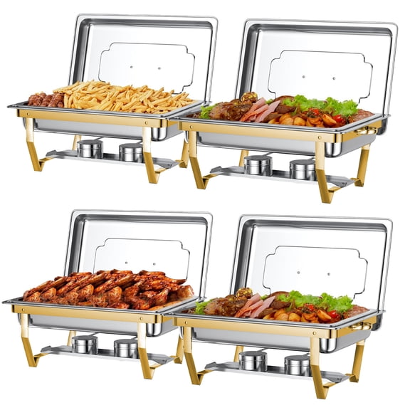Chafing Dishes for Buffet Set, Complete Catering Warmers with Lids, Chafer Servers for Parties & Events