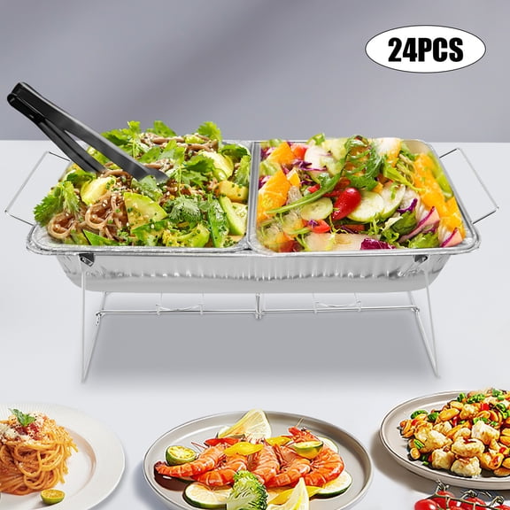 Chafing Wire Rack, 24 Pack Foldable Chafing Dish Wire Rack, Stackable Design, Space Saving for Buffet Party Catering, Foil Pan Stand, Metal Wire Rack