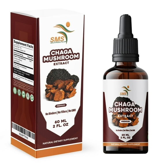 Chaga Mushroom Extract Organic Non GMO Tincture Liquid Herbal Drops 2 Fl Oz