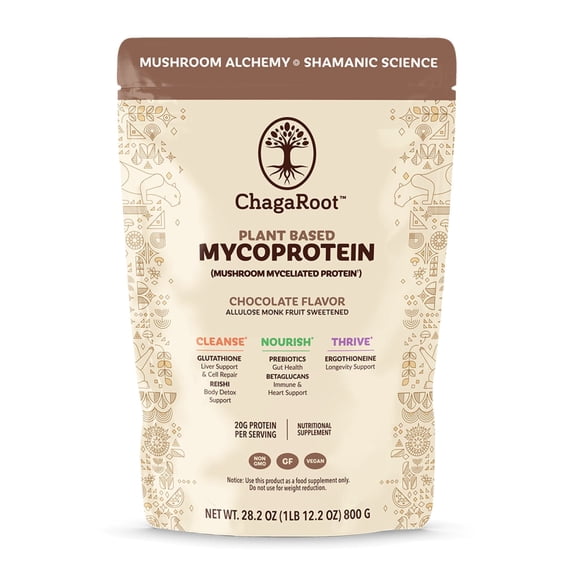 ChagaRoot Mycoprotein Mushroom Protein Powder Chocolate - Vegan, Plant Based, Superfood (1.76 lb - Pack of 1)