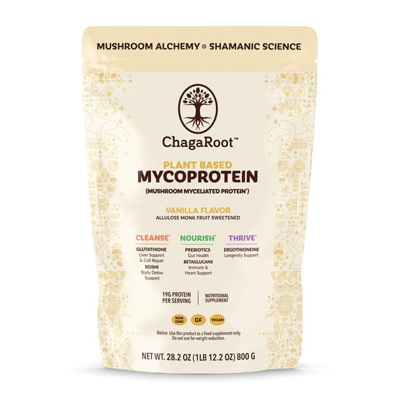 ChagaRoot Mycoprotein Mushroom Protein Powder Vanilla - Vegan, Plant-Based, Superfood Blend - 1.76 lb