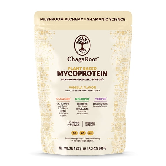 ChagaRoot Mycoprotein Mushroom Protein Powder Vanilla - Vegan, Plant-Based, Superfood Blend - 1.76 lb