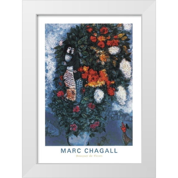 Chagall 11x14 White Modern Wood Framed Museum Art Print Titled - Bouquet