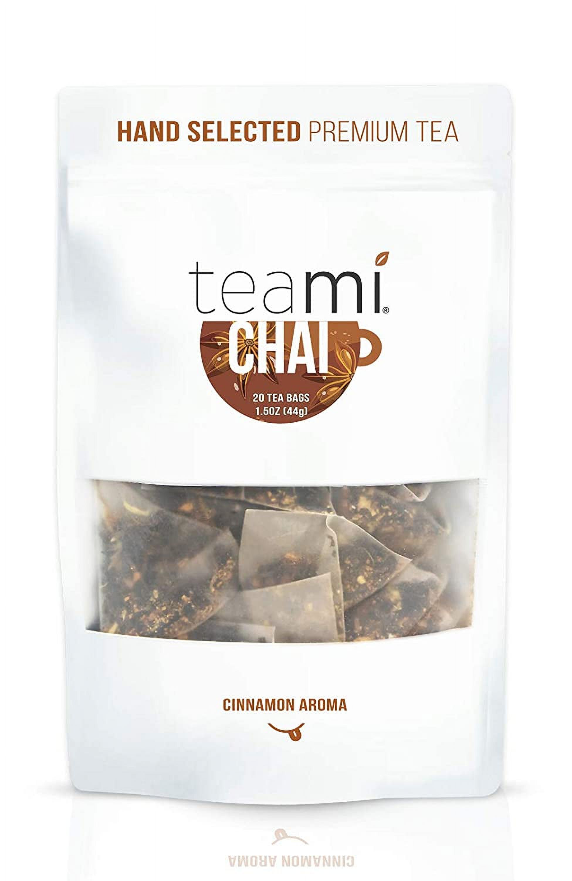 Chai Black Tea Bags 20 Count with Cardamom, Ginger, and Cinnamon