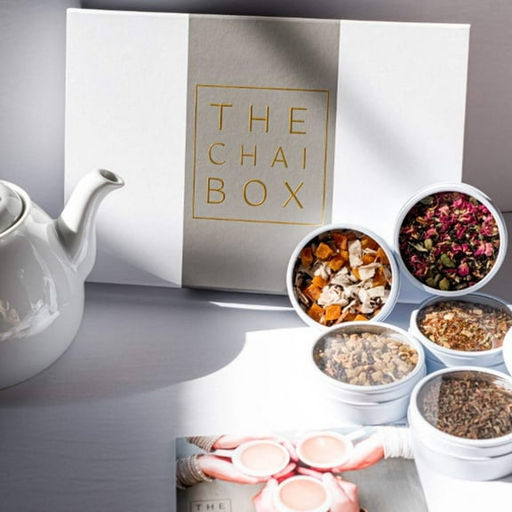 The Chai Box - Founder's Chai Collection Gift Set - 6 of Our Favorite Chai Tea Blends to Sample in a Gift Box. Featured in Oprah's Favorite Things. Great Valentine's Gifts for Women. 11.3oz