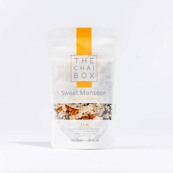 The Chai Box - Sweet Monsoon - Premium Chai Tea - Featured in Oprah's Favorite Things - Loose Leaf Black Tea w/Sweet mangoes, luscious coconut, cinnamon and clove - 2.5oz