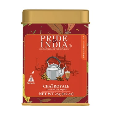 Pride of India | PACK of 2 Chai Royale Exquisite Spiced Tea | 15 Pyramid Full Leaf Individually Wrapped Tea Bags | 100% Natural Blend of Black Tea & Spices |Bold & Spicy Flavor