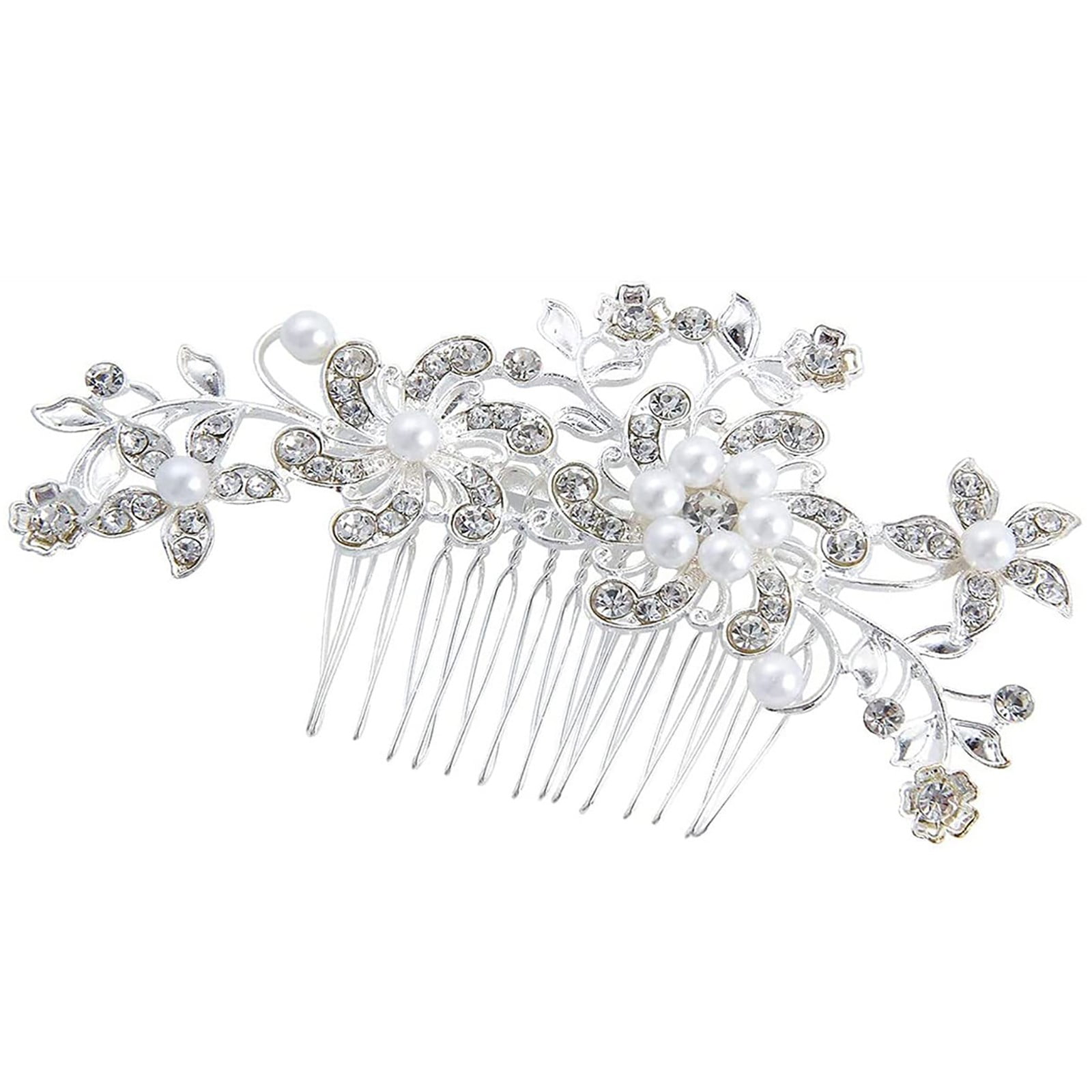 Chailin Rain&Star Bridal Hair Clip Silver Bridal Hair Clips Hair Accessories Pearl Wedding Comb