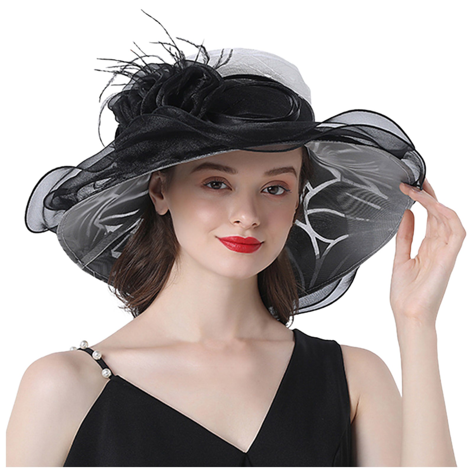 Chailin Women Hat Wide Brim Sun Hats For Wedding Tea Party Fascinator ...