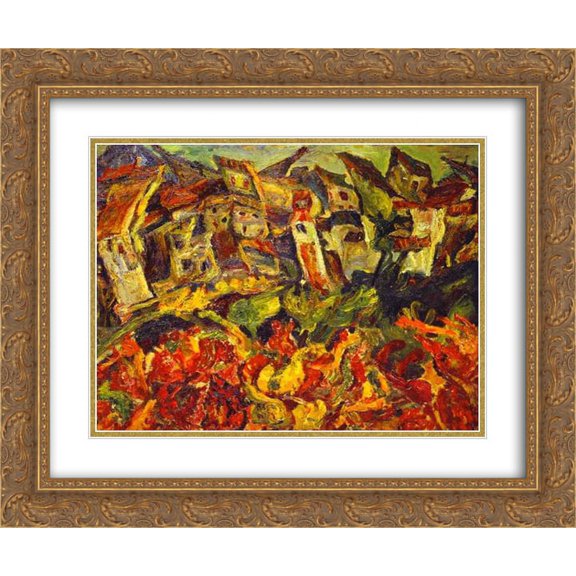 Chaim Soutine 2x Matted 24x20 Gold Ornate Framed Art Print 'Houses with Pointed Roofs'