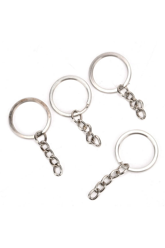 Chain 100pcs/set Silver Metal Round Key Keychain Jewelry Findings Accessories (25mm)