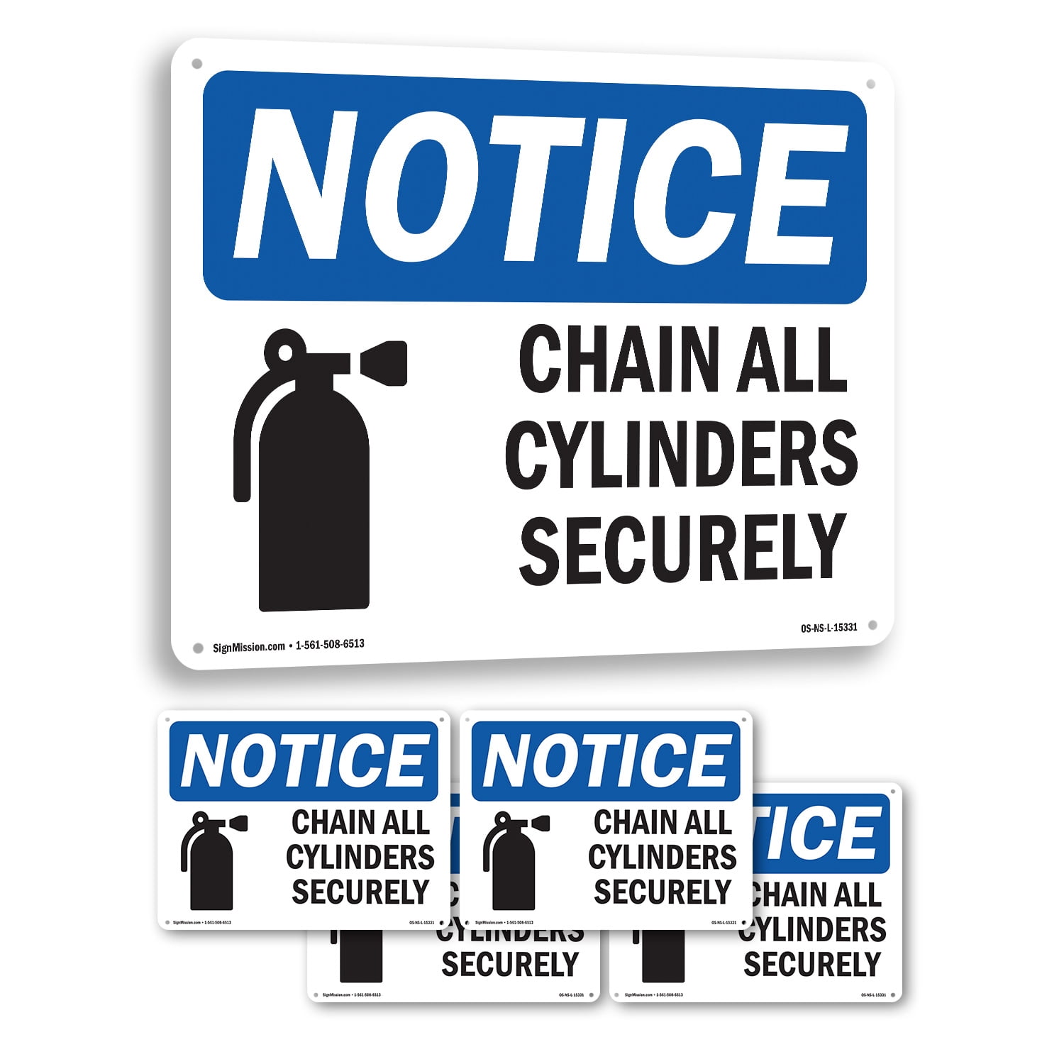 Chain All Cylinders Securely OSHA Notice Rigid Plastic Sign 18 Inch x ...