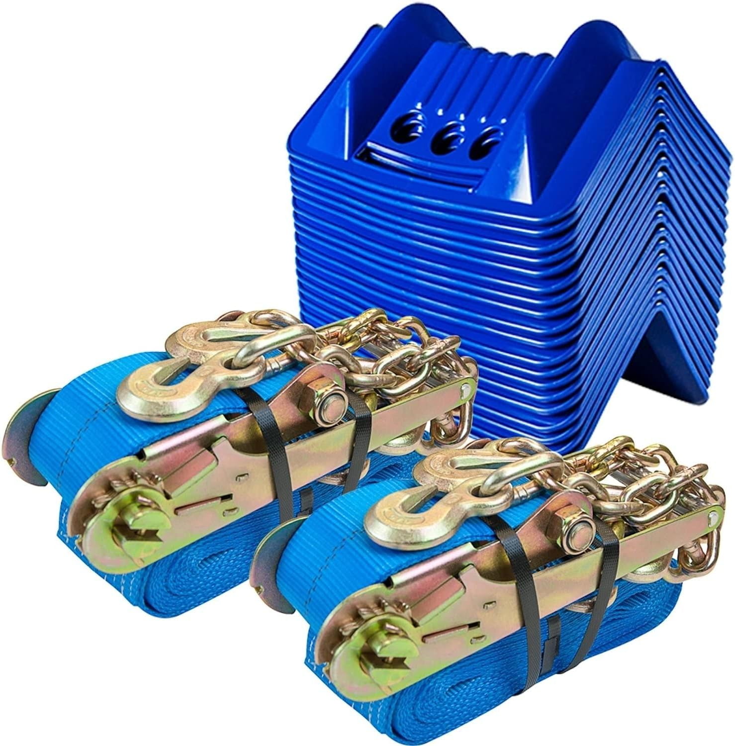 Chain Anchor Ratchet Strap and Corner Protector Kit 4 Inch x 30 Foot