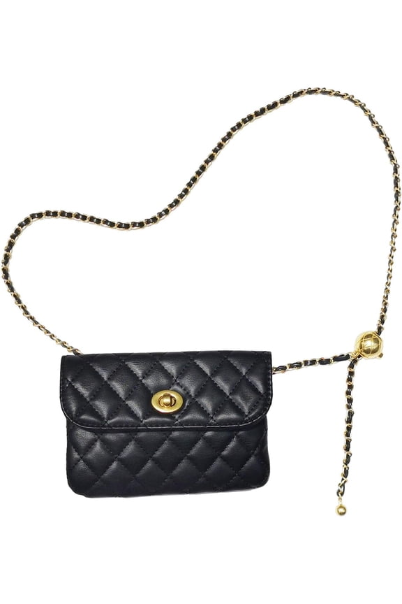 Chain Belt Bag for Women, Synthetic Leather Belt Purse Chain Purse Mini Belt Bag Goth Fanny Pack