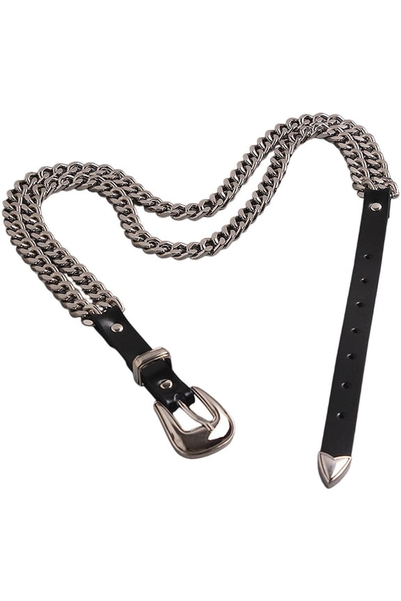 Chain Belt Gothic Punk Waistband Adjustable Waist Belt Goth Waist Belt With Chain Hip Hop Metal Belts Pu Leather Waistband Clothing Accessories