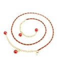 thumbnail image 1 of Chain Belt for Women, Gold & Black Pearl Extra Long Fashion Waist Accessories, Adjustable Belt Chain with Pearl Embellished, Comfortable & Easy To Use, Pant Waist Tightener, Red, 1 of 9