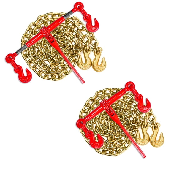 Chain Binder, Grade 70, Chains with 1/2 Binders and 1/2 Chains, Load Binder for Binder Chain with Grappling Hook, for Industrial, Agricultural, Logging, Towing