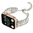thumbnail image 1 of Chain Bracelet Compatible for Apple Watch Band 42mm 44mm 45mm 49mm Series 9 8 7 SE 6 5 4 3 2 1, Women Fashion Slim Beaded Bling Watch Band Chain Bracelets for iWatch Ultra Strap, Silver, 1 of 5