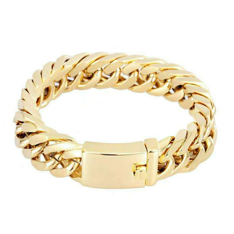 Chain Bracelet for Men,Electroplated Alloy Double Buckle Bracelet