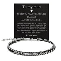 Chain Bracelets For Men 7.5" - Premium Stainless Steel Mens Bracelet, Silver Plated Non Tarnish Bracelet - Snake Chain Everyday Men's Bracelets, Stylish Gifts For Him, To My Man Dedication Card