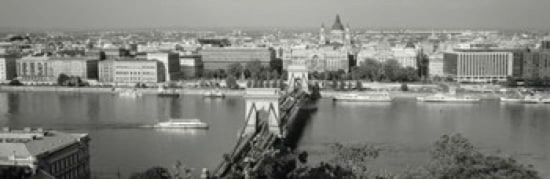 Chain Bridge Over The Danube River Budapest Hungary Canvas Art - Panoramic Images (18 x 6)
